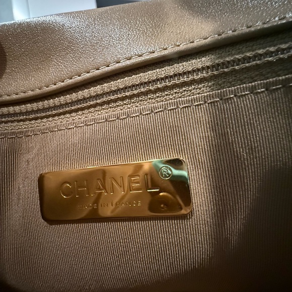 SOLD—-Authentic Chanel 19 Small Beige lambskin - Picture 12 of 16